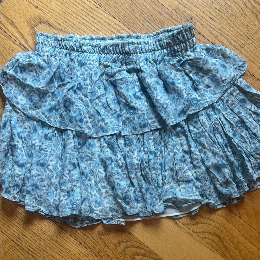 LoveShackFancy Blue Floral Skater Skirt